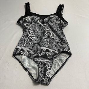 Shore Shapes Black White Paisley One Piece Swimsuit Bathing Suit Size 12